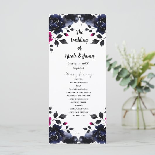 Magenta Pink & Blue Inky Wasserfarbenprogramm Programm (Stehend Vorderseite)