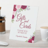 Magenta & Pink Boho Blumengeschenke & Karten Hochz Sockelschild (In SItu)