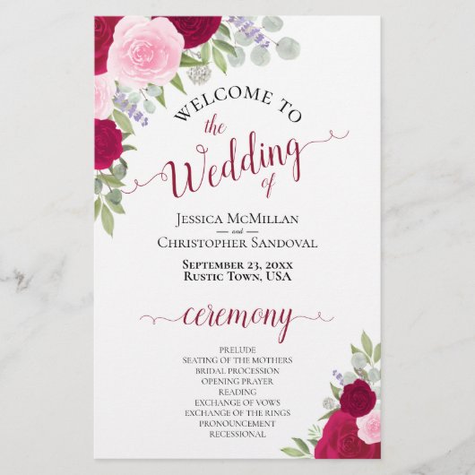 Magenta & Pink Boho Blumenzwiebelprogramm (Vorderseite)