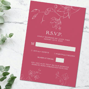 Magenta Pink Boho Blumenzwiebelzange Detail RSVP Karte