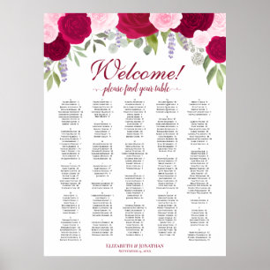 Magenta Pink Boho Rose Alphabetisches Seekarten Poster