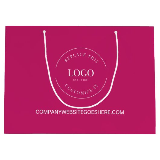 Magenta Pink Business Company Website Ihr Logo Große Geschenktüte (Vorderseite)
