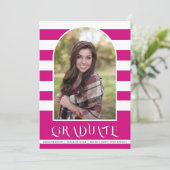 Magenta pink Class of 2023 arch Foto Abschluss Ankündigung (Stehend Vorderseite)