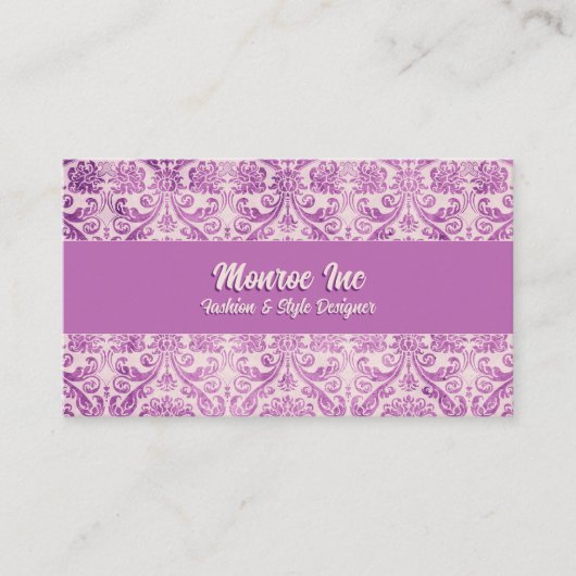 Magenta Pink Damask Visitenkarte (Vorderseite)