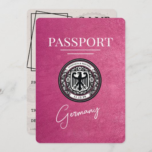 Magenta Pink Deutschland Pass Save the Date (Vorne/Hinten)