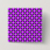 Magenta Pink Dots Schwarz-weißes Gittermuster Button (Vorderseite)
