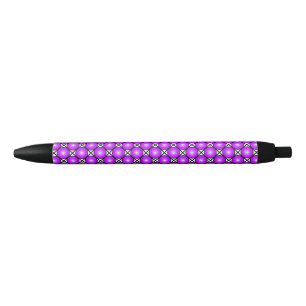 Magenta Pink Dots Schwarz-weißes Gittermuster Kugelschreiber