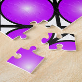 Magenta Pink Dots Schwarz-weißes Gittermuster Puzzle (Seite)