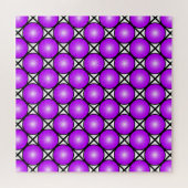 Magenta Pink Dots Schwarz-weißes Gittermuster Puzzle (Horizontal)