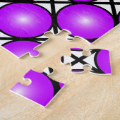 Magenta Pink Dots Schwarz-weißes Gittermuster Puzzle (Seite)