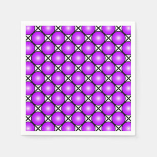 Magenta Pink Dots Schwarz-weißes Gittermuster Serviette