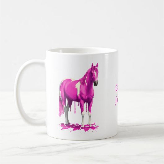Magenta Pink Dripping Nass Paint Horse Kaffeetasse (Links)