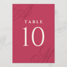 Magenta Pink Einfache, elegante Monogram-Tischnumm