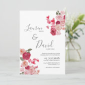 Magenta Pink Einladung zur Hochzeit (Stehend Vorderseite)