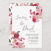 Magenta Pink Einladung zur Hochzeit (Vorne/Hinten)