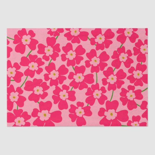Magenta Pink Fantasy Blume Pattern Seidenpapier (Vorderseite)