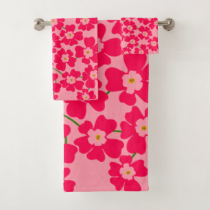 Magenta Pink Fantasy Blume Power Badhandtuch Set