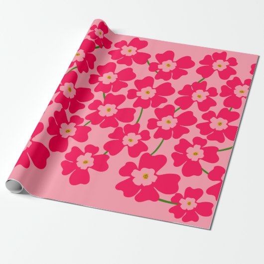 Magenta Pink Fantasy Blume Power Geschenkpapier (Ungerollt)