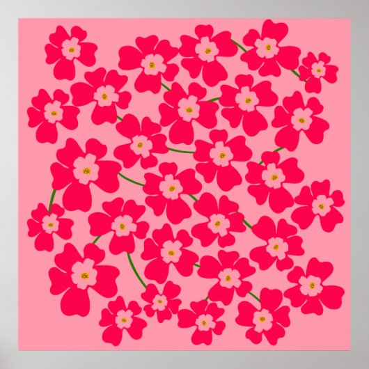 Magenta Pink Fantasy Blume Power Poster (Vorne)