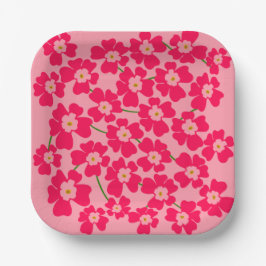 Magenta Pink Fantasy Flower Garden Hochzeit Pappteller