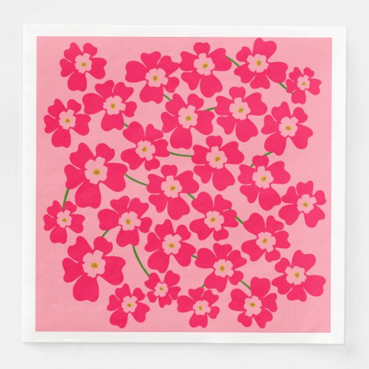 Magenta Pink Fantasy Flower Garden Hochzeit Serviette (Vorderseite)