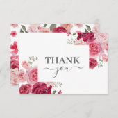 Magenta Pink Floral Danke Karte (Vorne/Hinten)