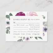 Magenta Pink Floral Ivory RSVP Begleitkarte (Vorderseite)