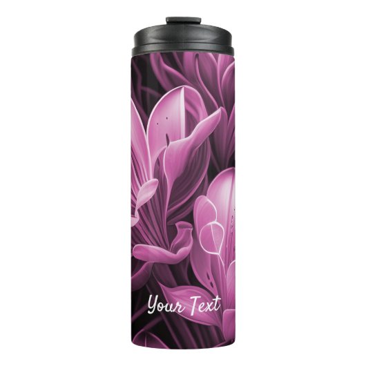 Magenta Pink Floral Thermal Tumbler Thermosbecher (Vorderseite)