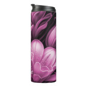 Magenta Pink Floral Thermal Tumbler Thermosbecher (Nach rechts gedreht)