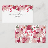 Magenta Pink Floral Wedding Details Karte (Vorne/Hinten)