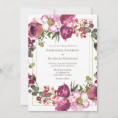 Magenta Pink Floral Wedding Einladung (Vorderseite)