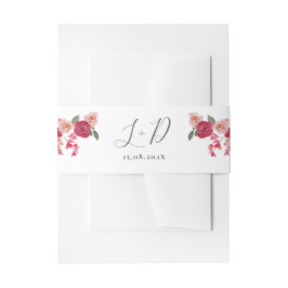 Magenta Pink Floral Wedding Einladung Bauch Band