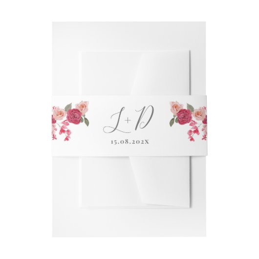 Magenta Pink Floral Wedding Einladung Bauch Band (Vorderseite Beispiel)