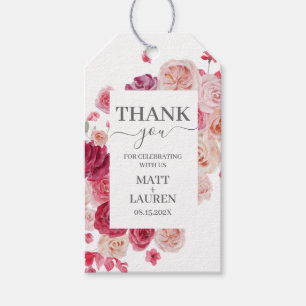 Magenta Pink Floral Wedding Gift Tags Geschenkanhänger