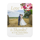 Magenta Pink Floral Wedding Vielen Dank Magnet (Vertikal)