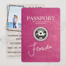 Magenta Pink Florida Passport Save the Date