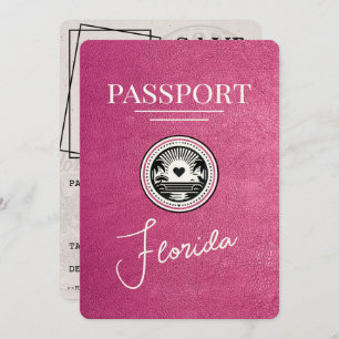 Magenta Pink Florida Passport Save the Date