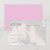 Magenta Pink Foto Wedding Rsvp Karte (Vorne/Hinten)