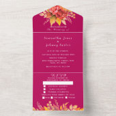 Magenta Pink Fuchsia Fall Floral Elegante Hochzeit All In One Einladung (Innen Boden)