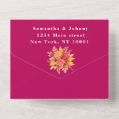 Magenta Pink Fuchsia Fall Floral Elegante Hochzeit All In One Einladung (Rückseite)