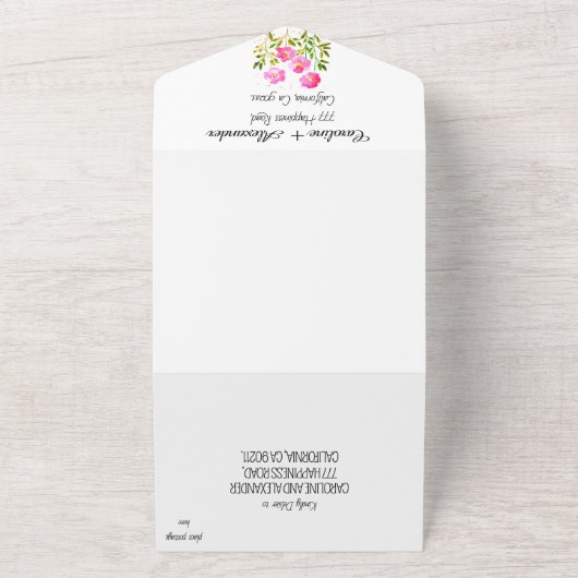 Magenta Pink Fuchsia Modernes, feines Ambiente All In One Einladung (Außenbereich)