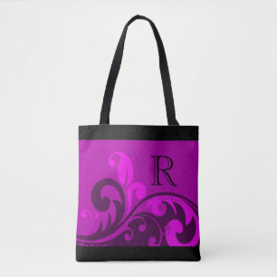 Magenta Pink Geblüht Design mit Monogramm Tasche