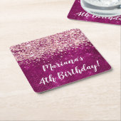 Magenta Pink Girl any Age Birthday Party Rechteckiger Pappuntersetzer (angewinkelt)