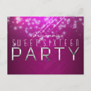 Magenta Pink Glamour Glitzer Club Vibe PARTY Postk Einladungspostkarte