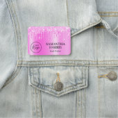 Magenta Pink Glitter-Tropf-Shimmer Namensschild (Beispiel)