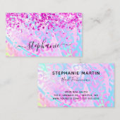 Magenta Pink Glitzer Iridescent Leopard Visitenkarte (Vorne/Hinten)