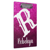Magenta Pink Glitzer Ombre Glitzern Monogram Klemmbrett (Rechts)