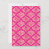 Magenta Pink, Gold Damask 18. Geburtstag Einladung (Rückseite)