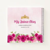 Magenta Pink Gold Floral Prinzessin Quinceañera Notizblock (Rückseite)