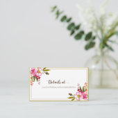 Magenta Pink Gold Floral Wedding Begleitkarte (Stehend Vorderseite)